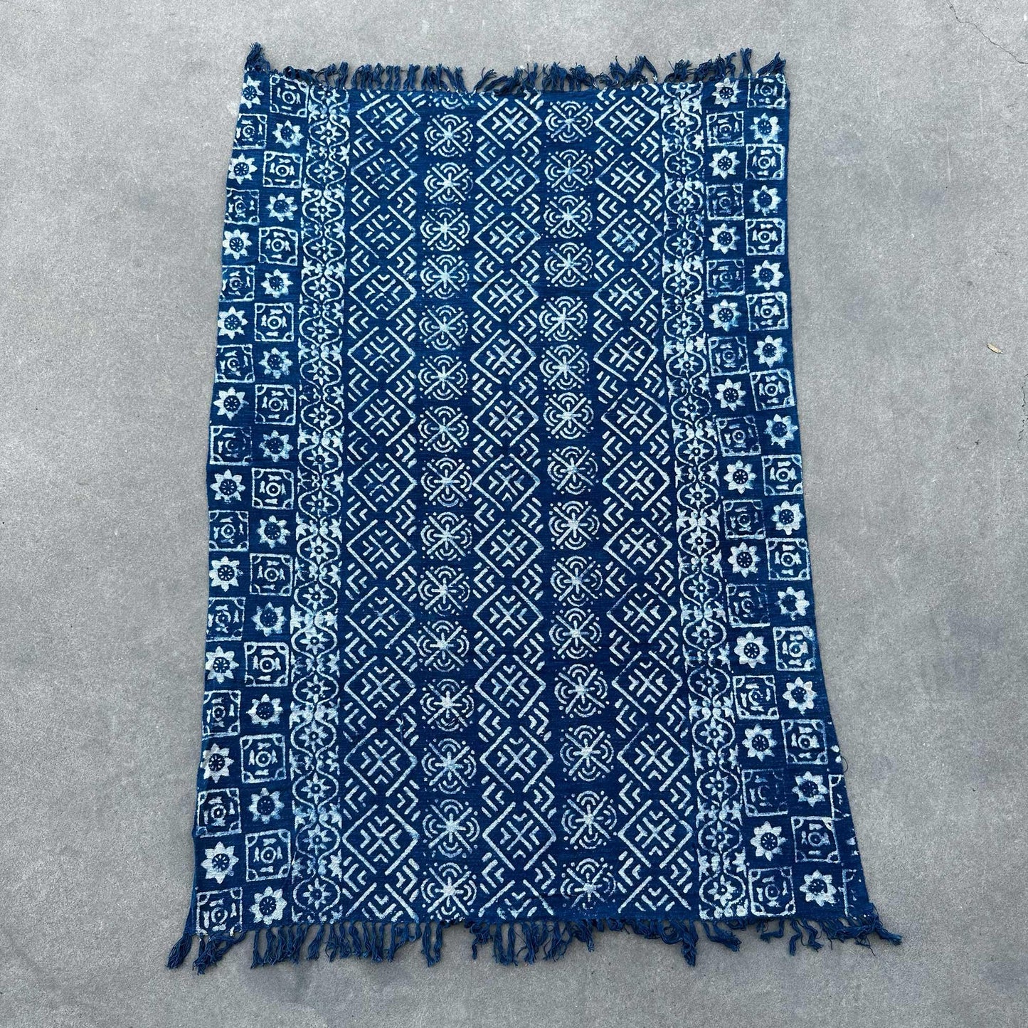 Handmade Indigo Throw - 170x120cm - Desi Stripes - DuvetDay.co.uk