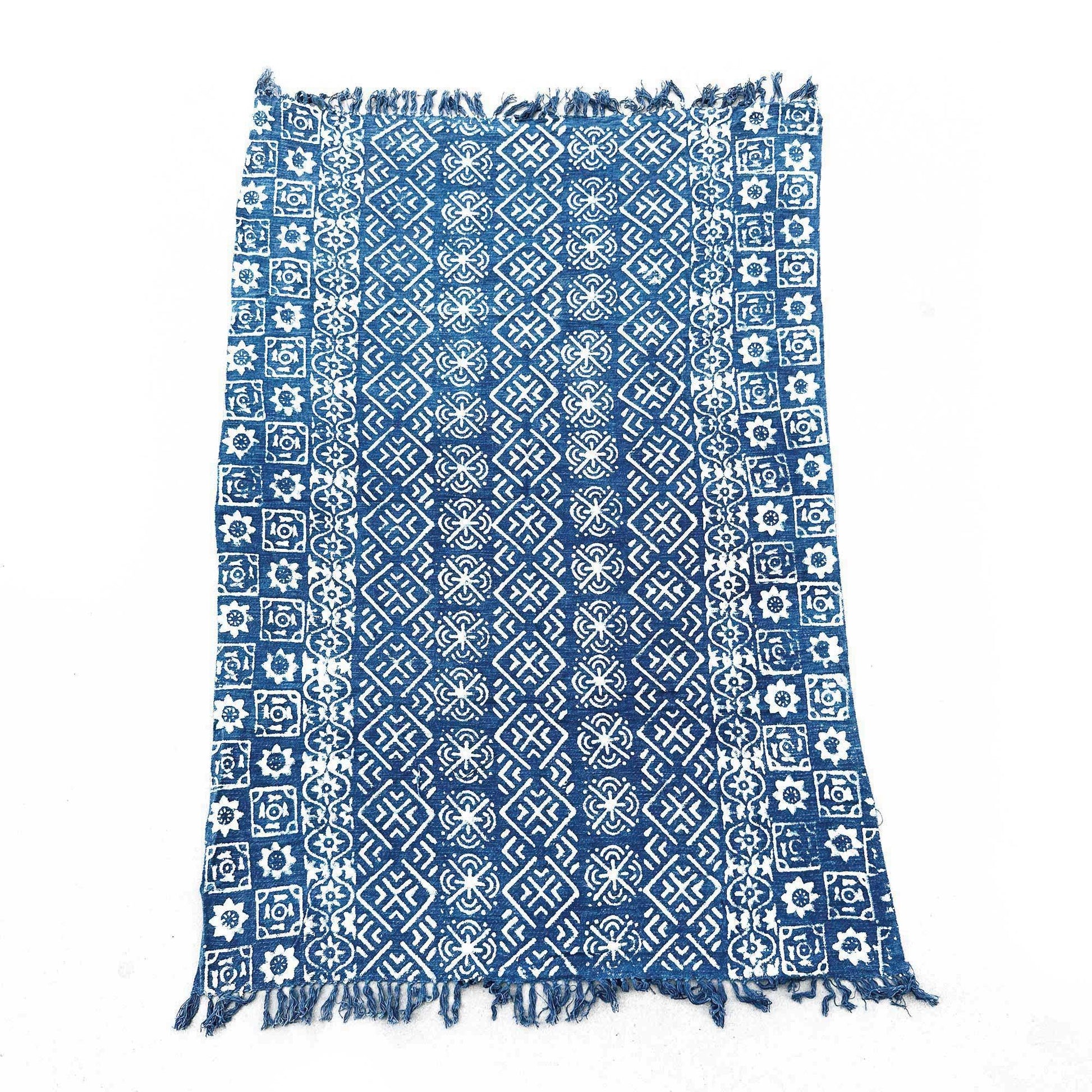 Handmade Indigo Throw - 170x120cm - Desi Stripes - DuvetDay.co.uk
