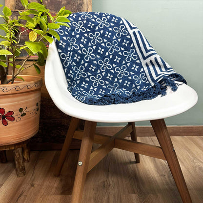 Handmade Indigo Throw - 170x120cm - Kasba Tiles - DuvetDay.co.uk