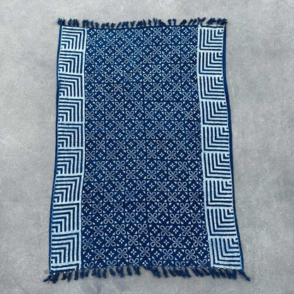 Handmade Indigo Throw - 170x120cm - Kasba Tiles - DuvetDay.co.uk
