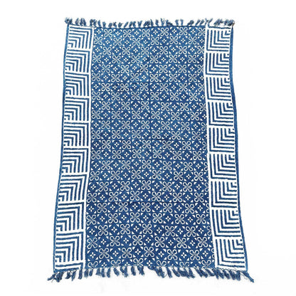 Handmade Indigo Throw - 170x120cm - Kasba Tiles - DuvetDay.co.uk