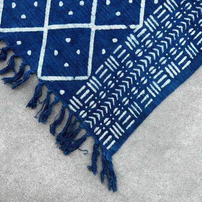 Handmade Indigo Throw - 170x120cm - Midnight Heerak - DuvetDay.co.uk