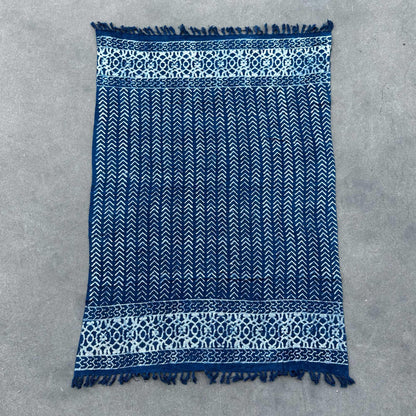 Handmade Indigo Throw - 170x120cm - Seedha Arrows - DuvetDay.co.uk