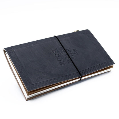Handmade Leather Journal - My Little Black Book - Black (80 pages) - DuvetDay.co.uk