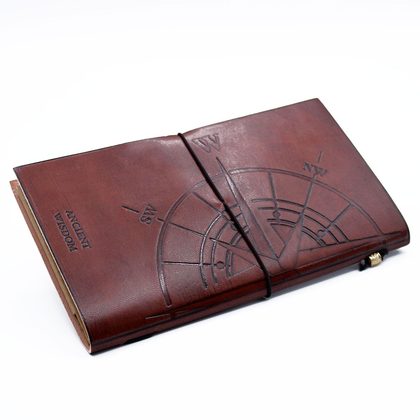 Handmade Leather Journal - Travel the World - Brown (80 pages) - DuvetDay.co.uk