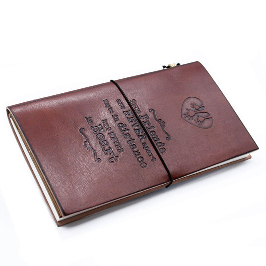 Handmade Leather Journal - True Friends - Brown (80 pages)