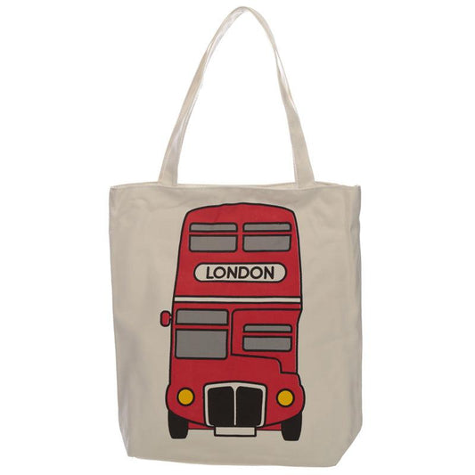 Handy Cotton Zip Up Shopping Bag - London Bus - DuvetDay.co.uk