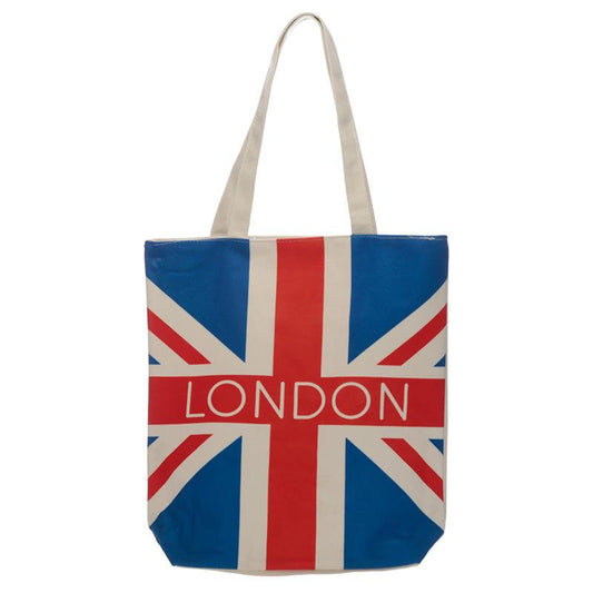 Handy Cotton Zip Up Shopping Bag - London Union Jack - DuvetDay.co.uk