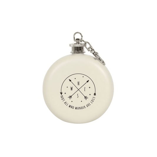 Happy Camper Hip Flask with Keyring - DuvetDay.co.uk