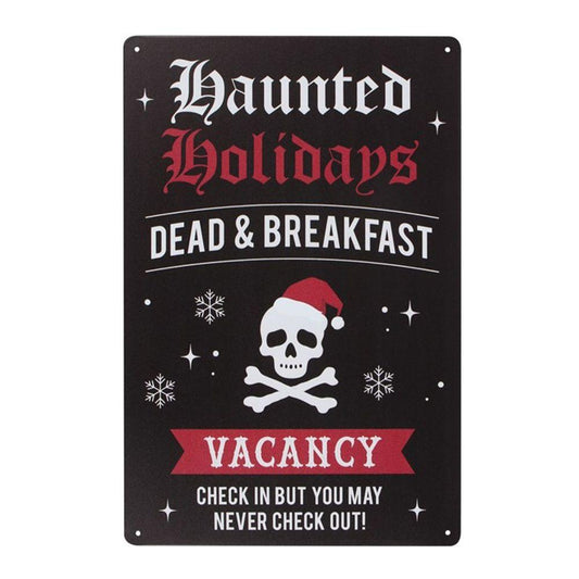 Haunted Holidays Metal Sign - DuvetDay.co.uk