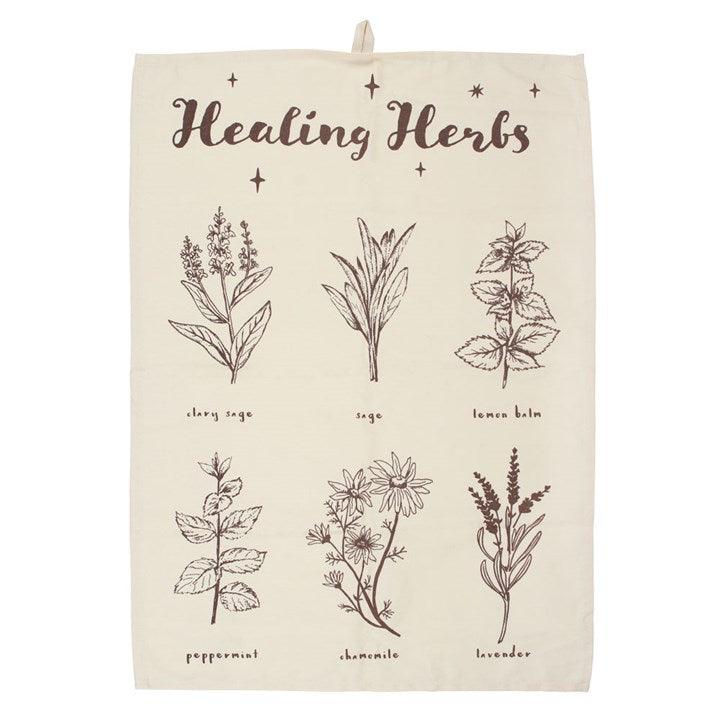 Healing Herbs Tea Towel - DuvetDay.co.uk