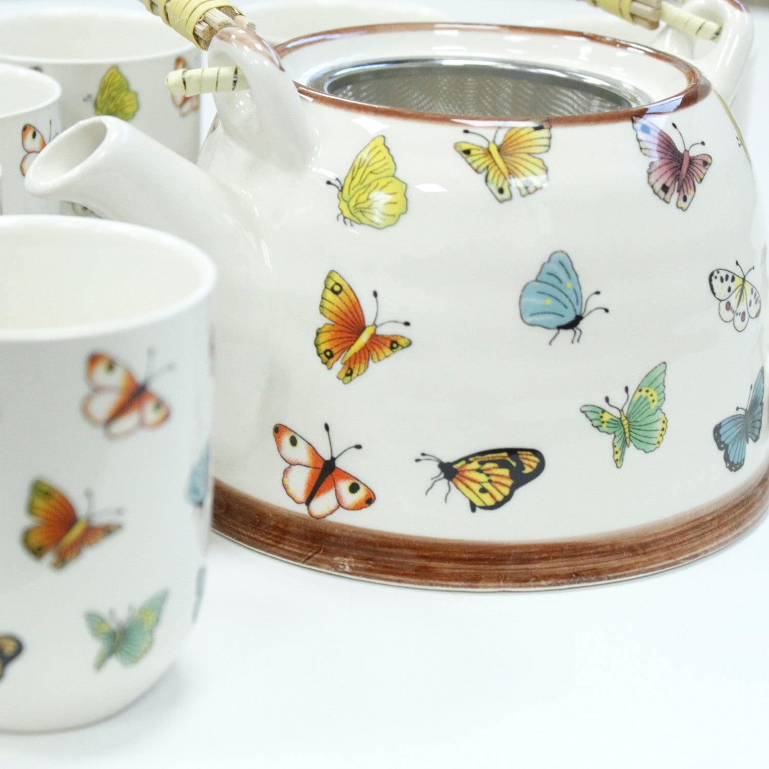 Herbal Teapot Set - Butterflies - DuvetDay.co.uk