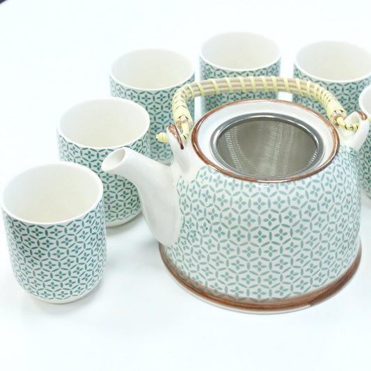Herbal Teapot Set - Green Mosaic - DuvetDay.co.uk