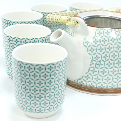 Herbal Teapot Set - Green Mosaic - DuvetDay.co.uk