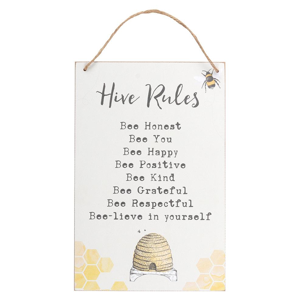 Hive Rules Hanging Sign - DuvetDay.co.uk