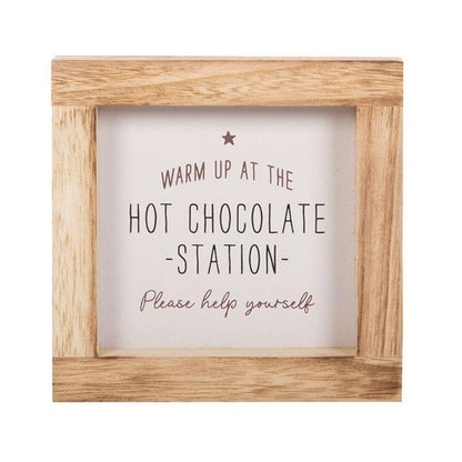Hot Chocolate Station Wooden Sign - DuvetDay.co.uk
