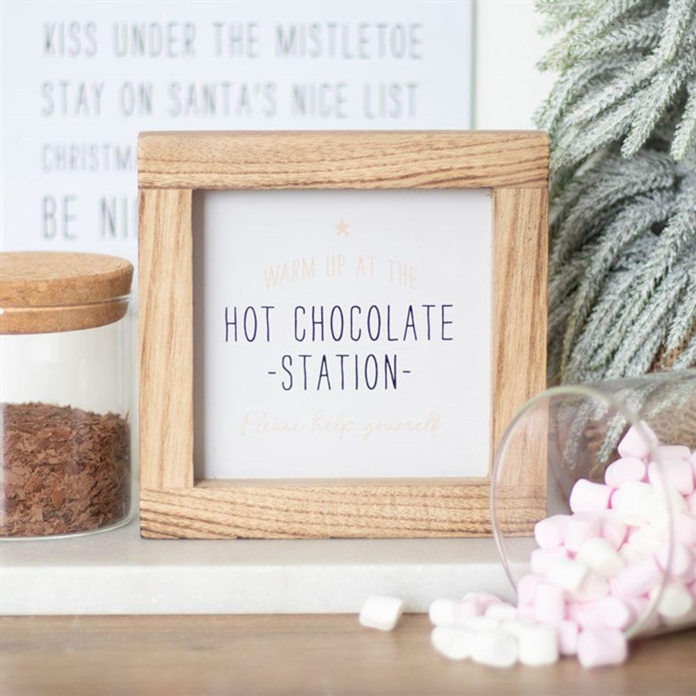 Hot Chocolate Station Wooden Sign - DuvetDay.co.uk