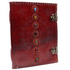Huge 7 Chakra Leather Book - 10x13 (200 pages) - DuvetDay.co.uk