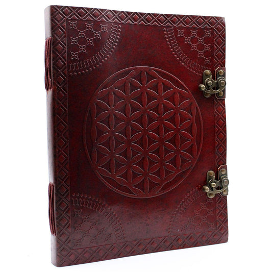 Huge Flower of Life Leather Book 10x13 (200 pages) - DuvetDay.co.uk