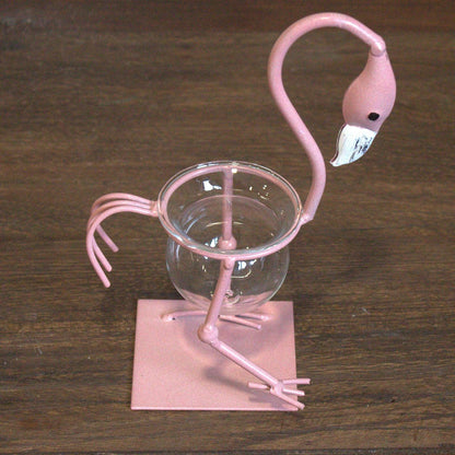 Hydroponic Home Decor - Pink Metal Flamingo Des 1 - DuvetDay.co.uk