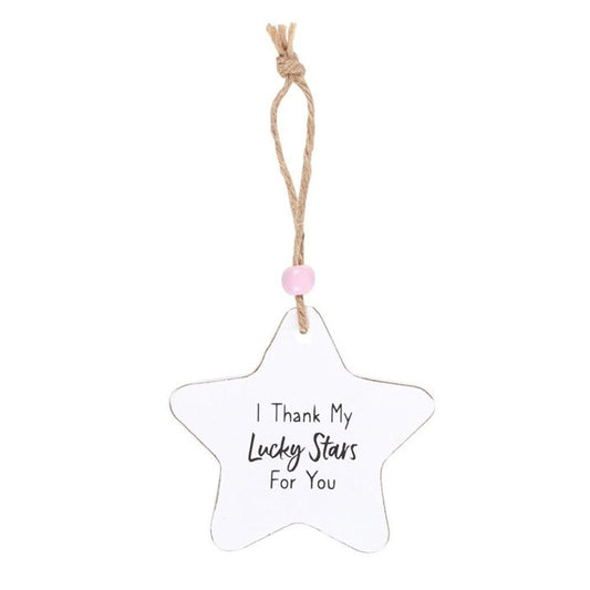 I Thank My Lucky Stars Hanging Star Sentiment Sign - DuvetDay.co.uk