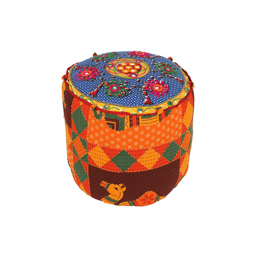 Indian Fabric Recycled Stool - DuvetDay.co.uk