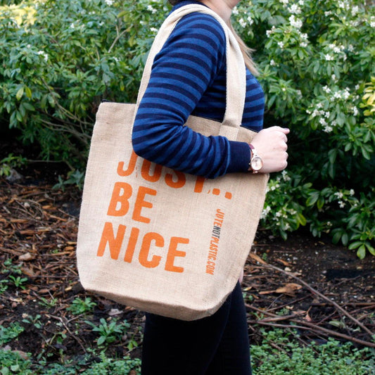 Just Be Nice - Eco Jute Bag - DuvetDay.co.uk