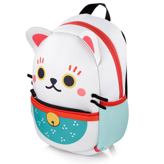 Kids School Neoprene Rucksack/Backpack - Maneki Neko Lucky Cat - DuvetDay.co.uk