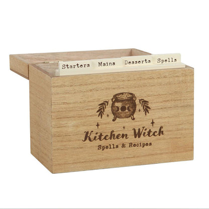 Kitchen Witch Wooden Recipe Box - DuvetDay.co.uk