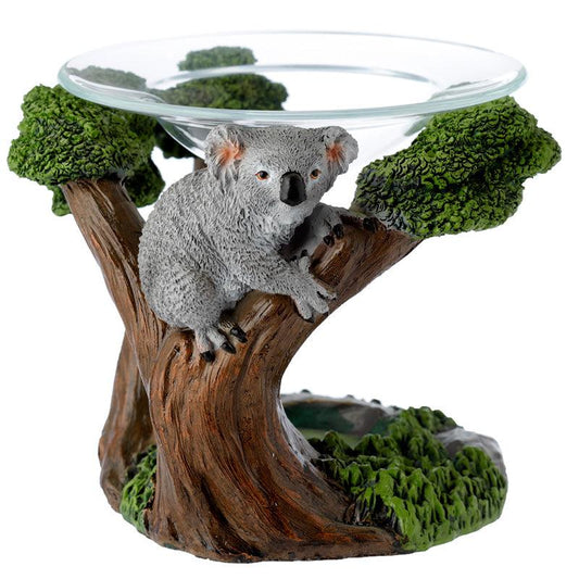 Koala in Tree Resin Oil and Wax Burner with Glass Dish - DuvetDay.co.uk