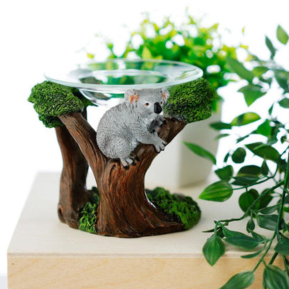 Koala in Tree Resin Oil and Wax Burner with Glass Dish - DuvetDay.co.uk