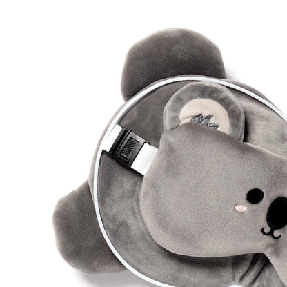 Koala Relaxeazzz Plush Round Travel Pillow & Eye Mask Set - DuvetDay.co.uk