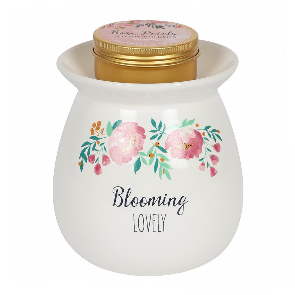 Large Blooming Lovely Wax Melt Burner Gift Set - DuvetDay.co.uk