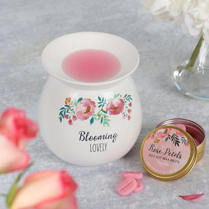 Large Blooming Lovely Wax Melt Burner Gift Set - DuvetDay.co.uk