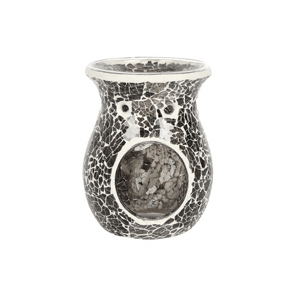 Large Gunmetal Grey Crackle Oil Burner - DuvetDay.co.uk