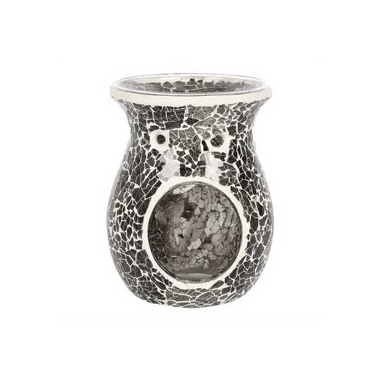 Large Gunmetal Grey Crackle Oil Burner - DuvetDay.co.uk
