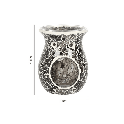 Large Gunmetal Grey Crackle Oil Burner - DuvetDay.co.uk
