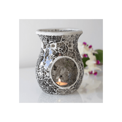 Large Gunmetal Grey Crackle Oil Burner - DuvetDay.co.uk