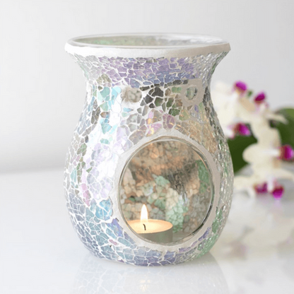 Large Light Blue Iridescent Crackle Oil Burner - DuvetDay.co.uk