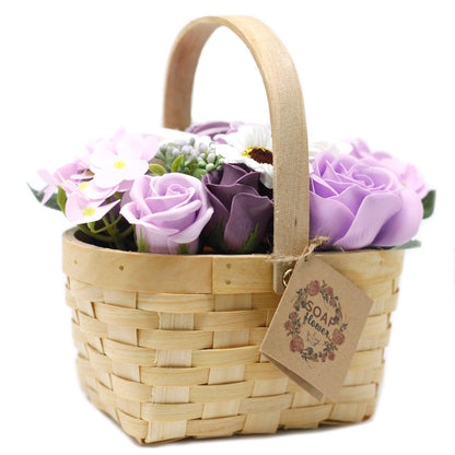 Large Lilac Bouquet in Wicker Basket - DuvetDay.co.uk