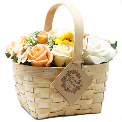 Large Orange Bouquet in Wicker Basket - DuvetDay.co.uk