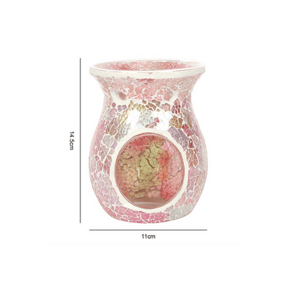 Large Pink Iridescent Crackle Oil Burner - DuvetDay.co.uk