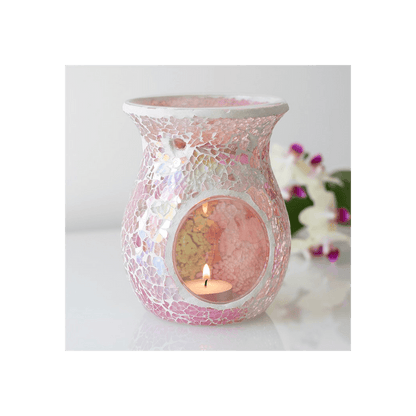 Large Pink Iridescent Crackle Oil Burner - DuvetDay.co.uk