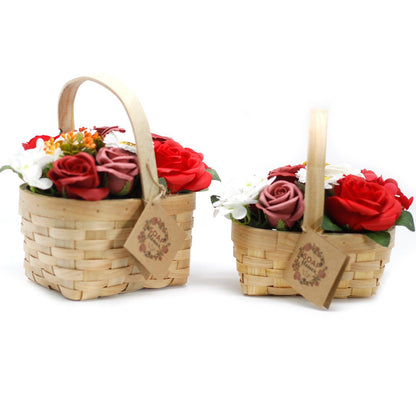 Large Red Bouquet in Wicker Basket - DuvetDay.co.uk