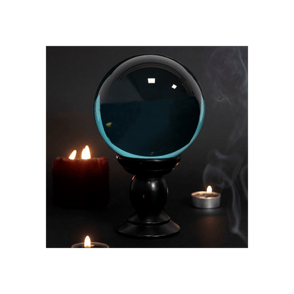 Large Teal Crystal Ball on Stand - DuvetDay.co.uk