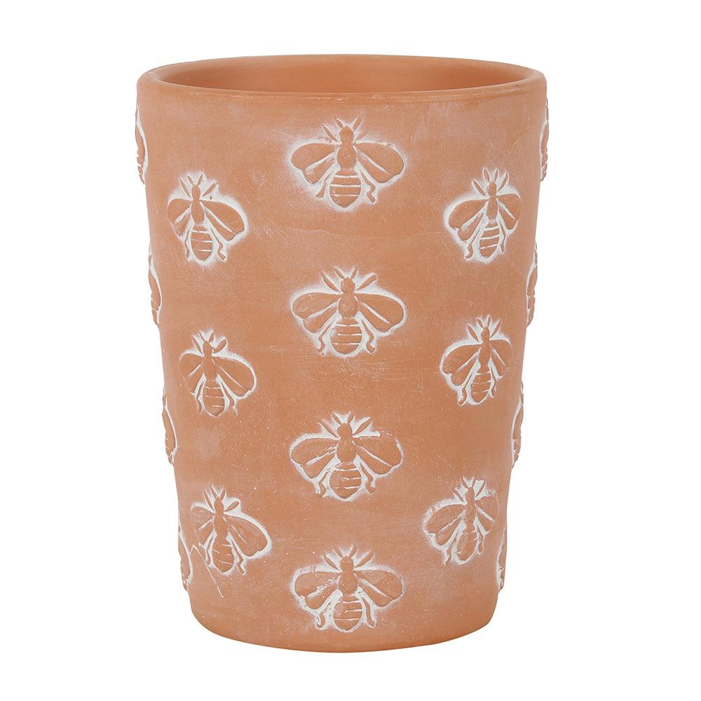 Large Terracotta Bee Pattern Plant Pot - DuvetDay.co.uk