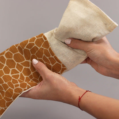 Lavender Natural Cotton and Juco Eye Pillow in Gift Box - Madagascar Giraffe - DuvetDay.co.uk
