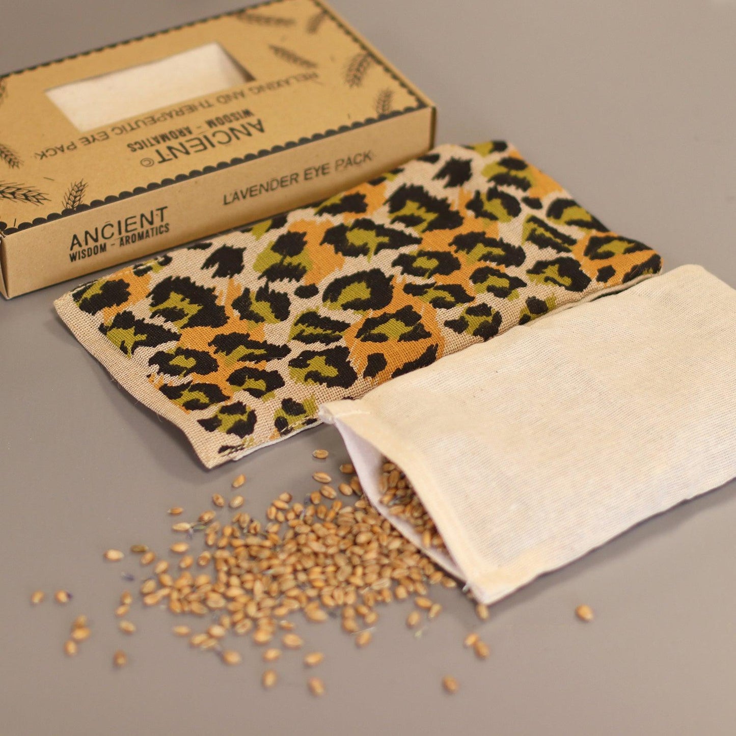 Lavender Natural Cotton and Juco Eye Pillow in Gift Box - Night Leopard - DuvetDay.co.uk