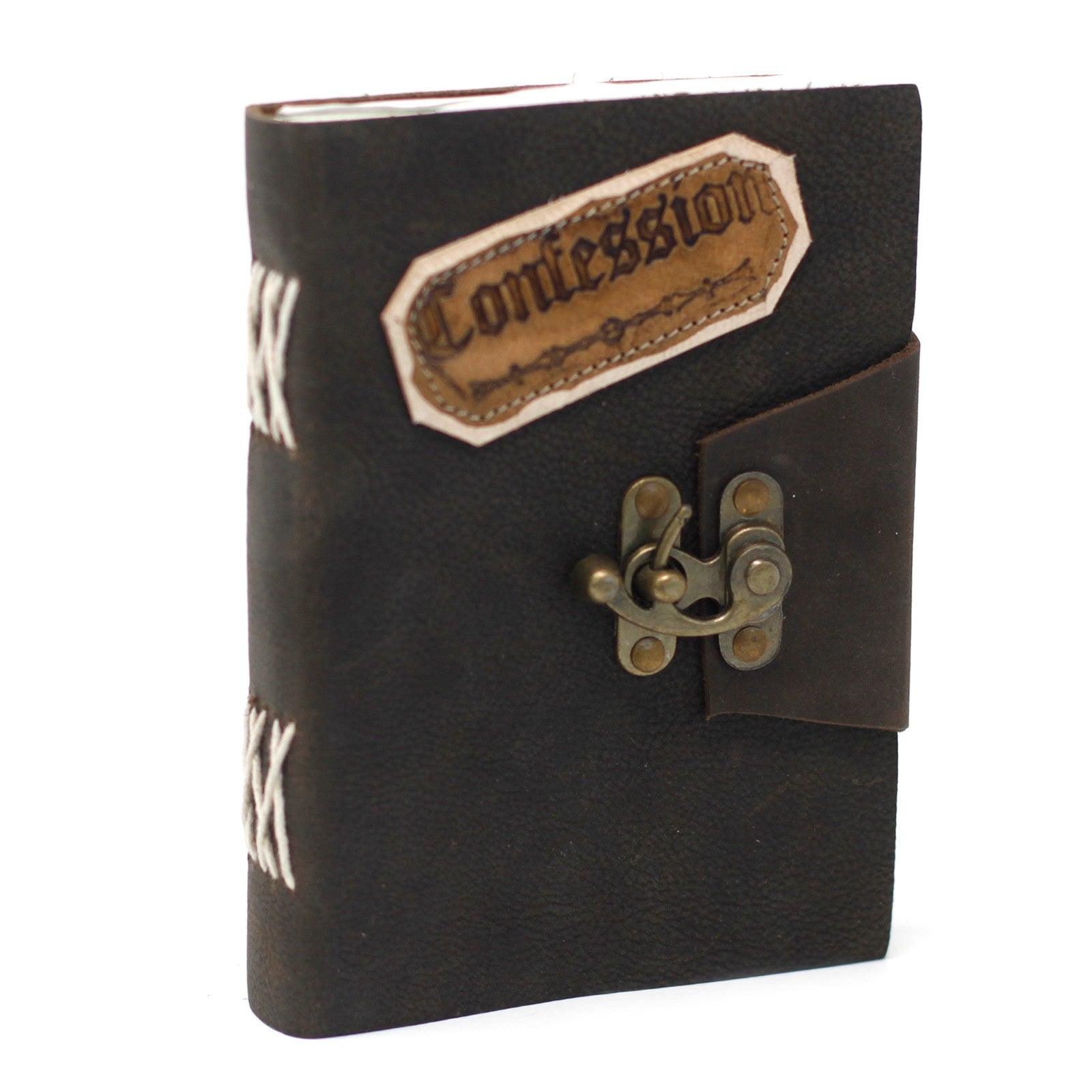 Leather Black Confessions with Lock Notebook (7x5") - DuvetDay.co.uk