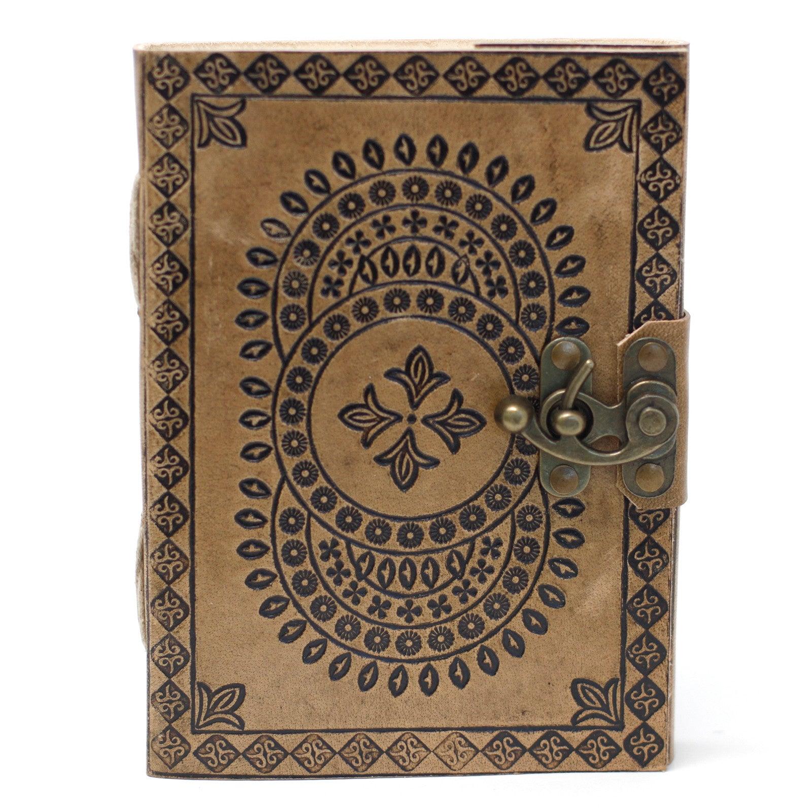 Leather Blue Mandala Notebook (7x5") - DuvetDay.co.uk